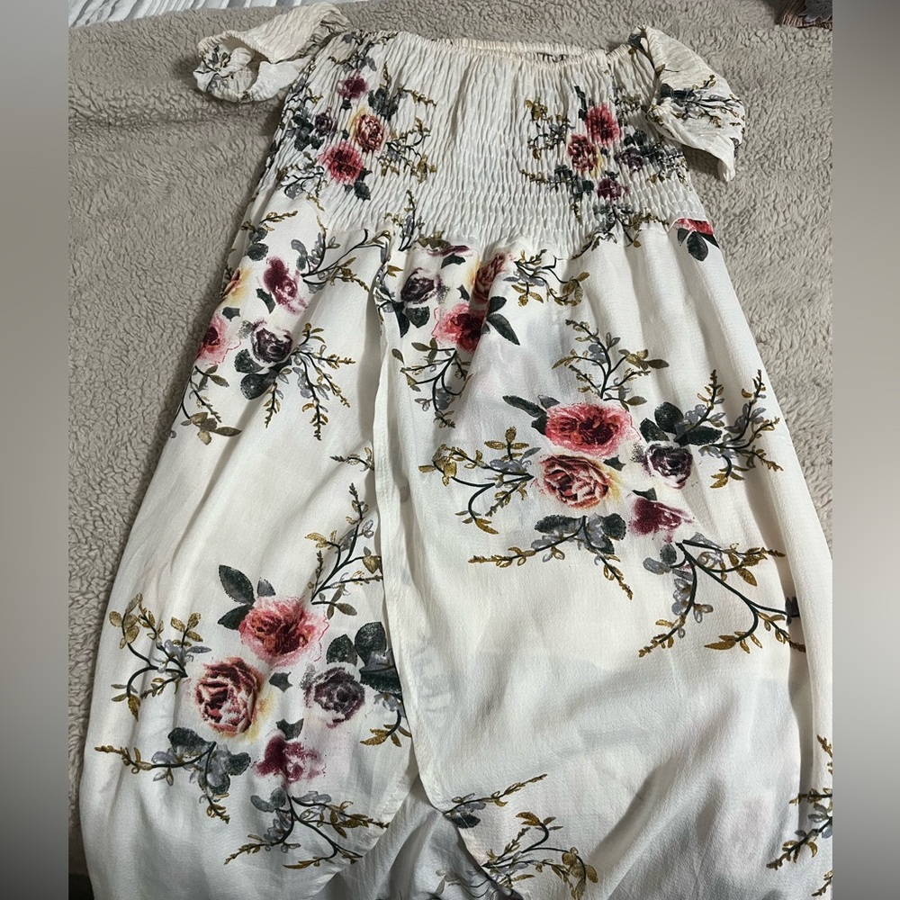 Floral High/low off the shoulder dress
